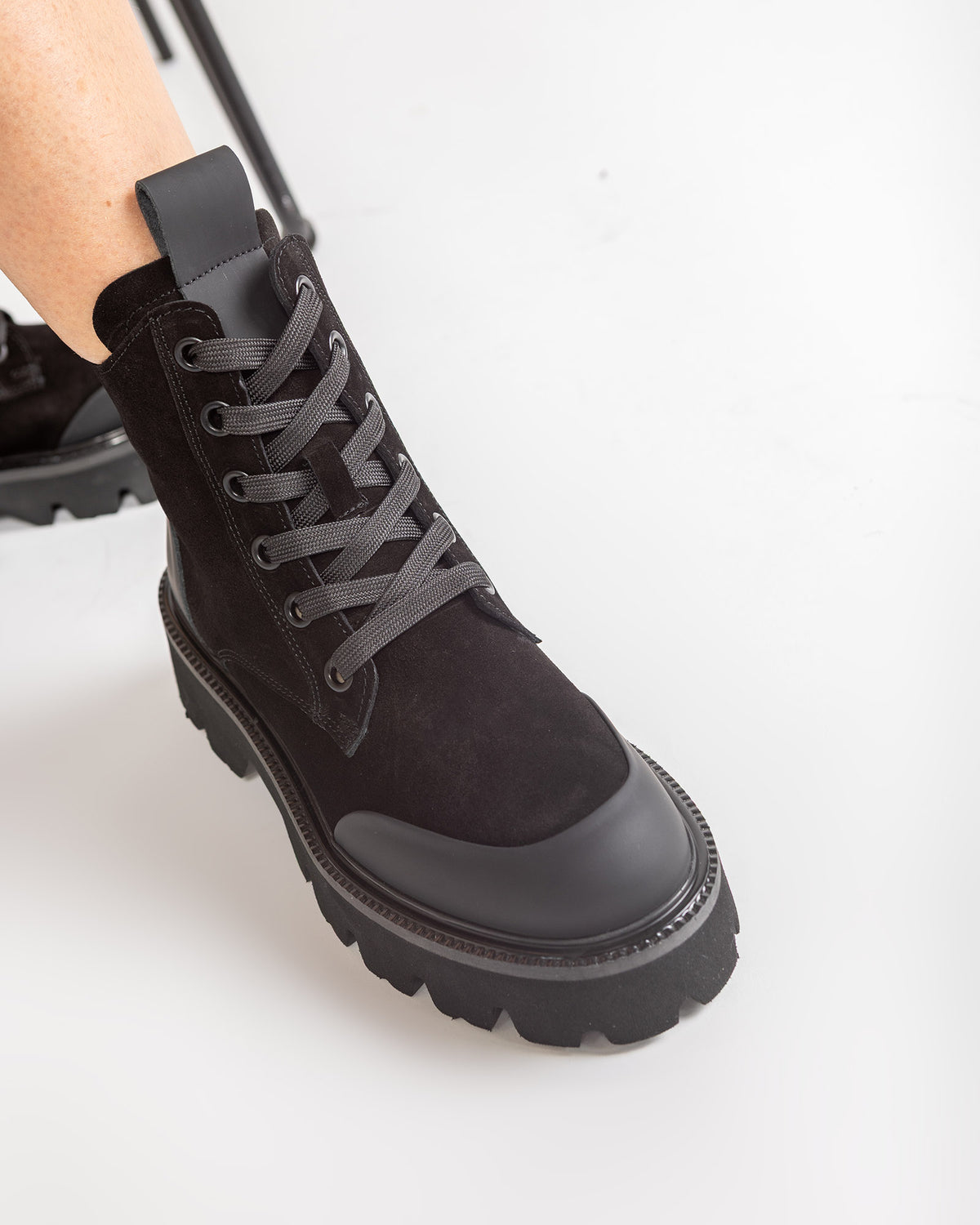 Bocanci TANK Negri Tip Combat Piele Intorsa Talpa Groasa
