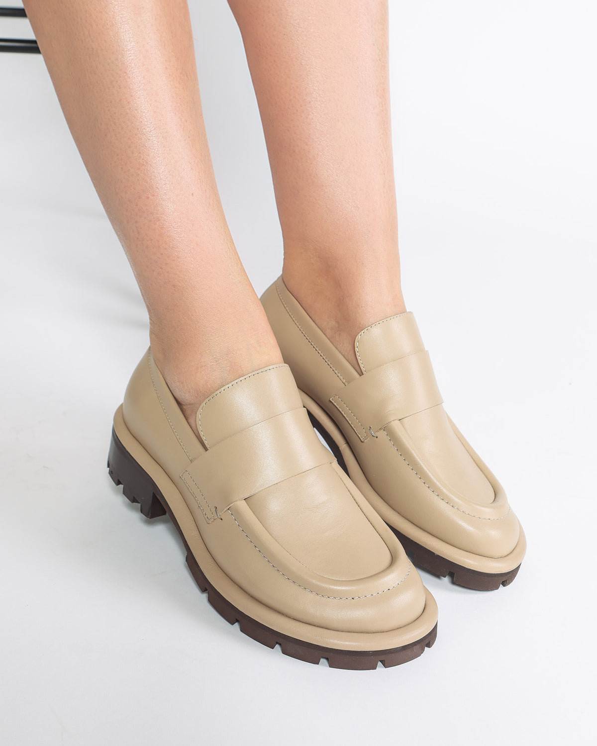 Pantofi Loafer NAOMI Chunky Piele Bej