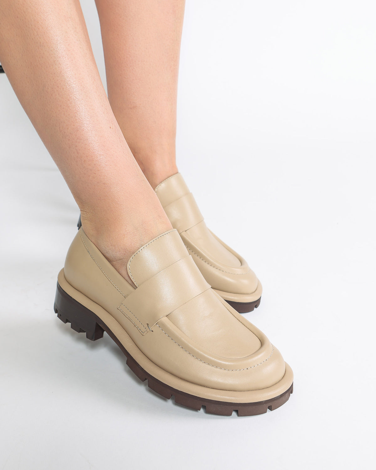 Pantofi Loafer NAOMI Chunky Piele Bej
