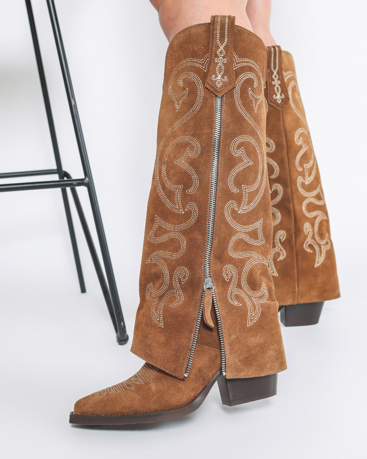 Ciocate Cowboy Lungi din Piele Intoarsa Tabacco - Wild Spirit