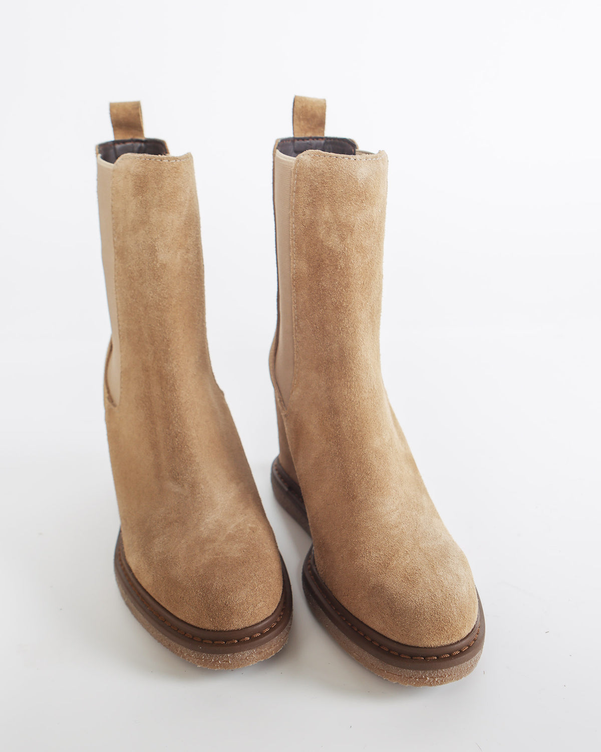 Ghete Glam Urban din Piele Naturala Intoarsa Nude