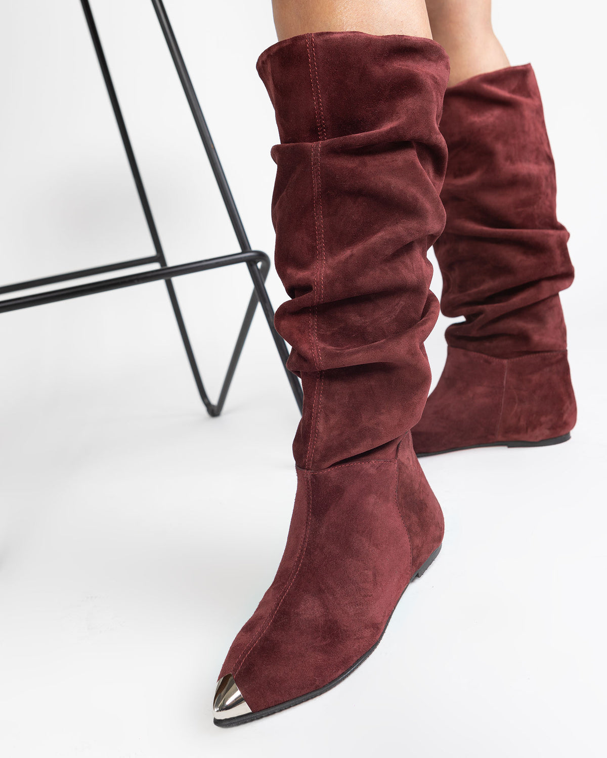 Cizme din piele intoarsa Ophis Burgundy