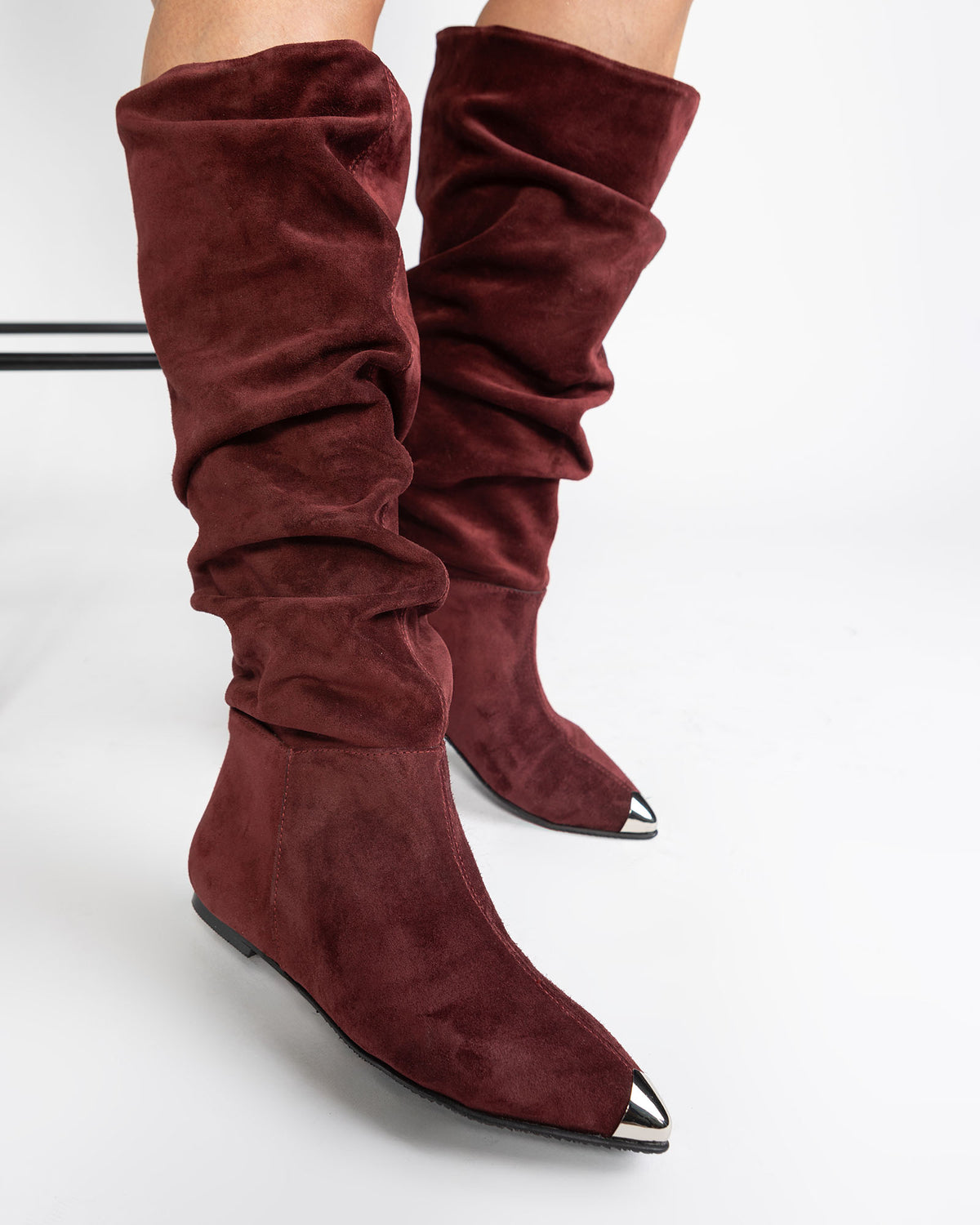 Cizme din piele intoarsa Ophis Burgundy