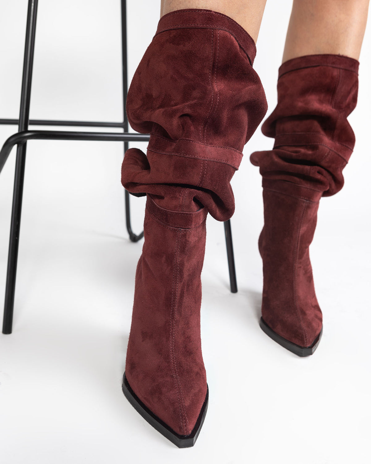 Ciocate Terry Din Piele Intoarsa Burgundy