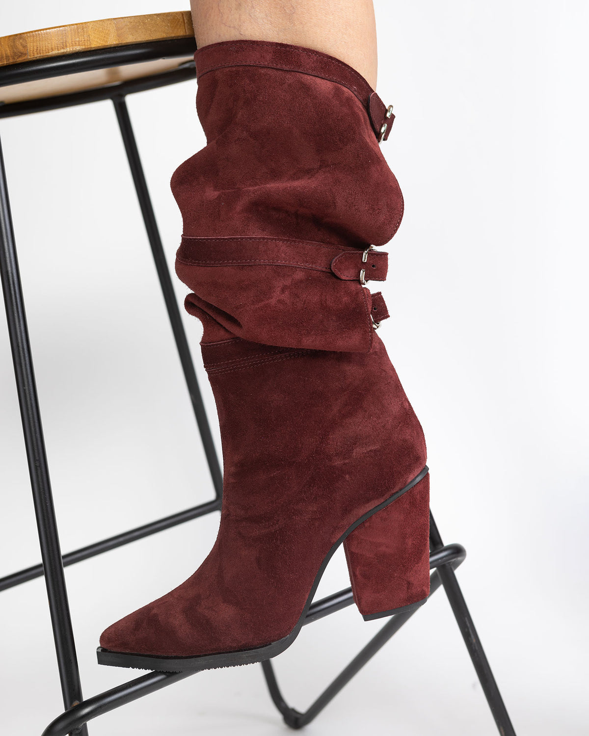 Ciocate Terry Din Piele Intoarsa Burgundy