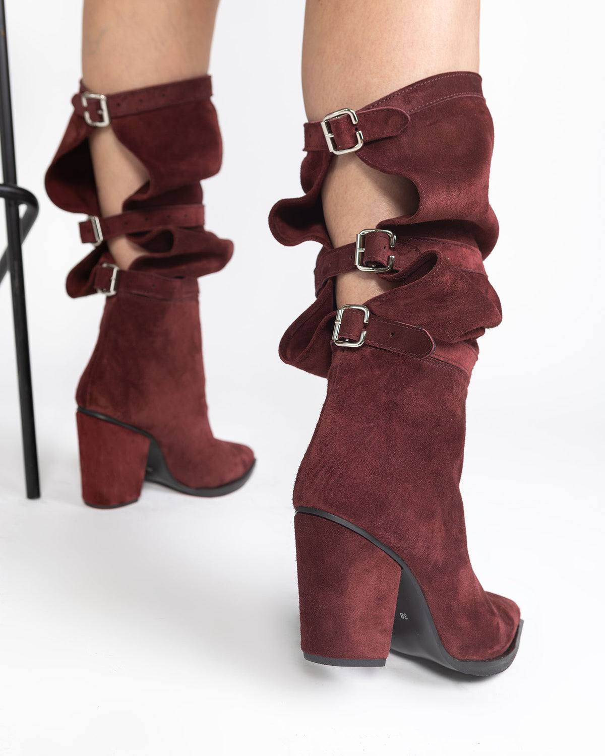 Ciocate Terry Din Piele Intoarsa Burgundy