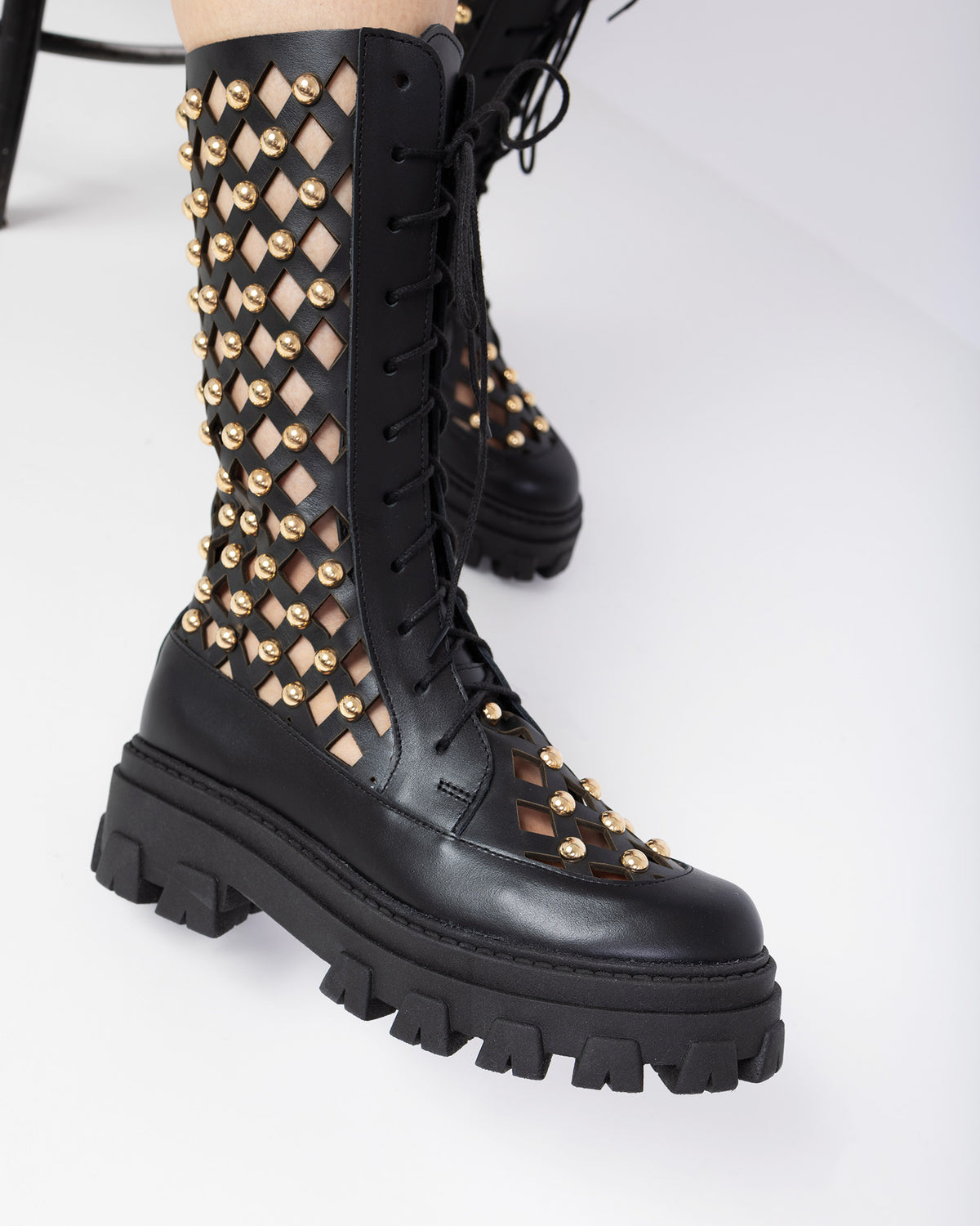 Bocanci din piele neagra Velia