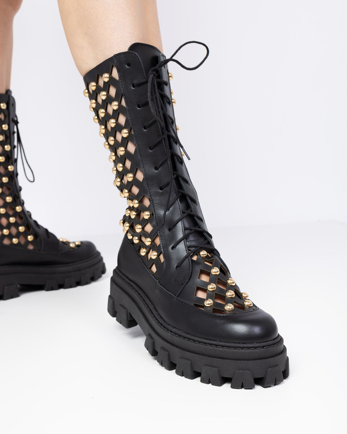 Bocanci din piele neagra Velia