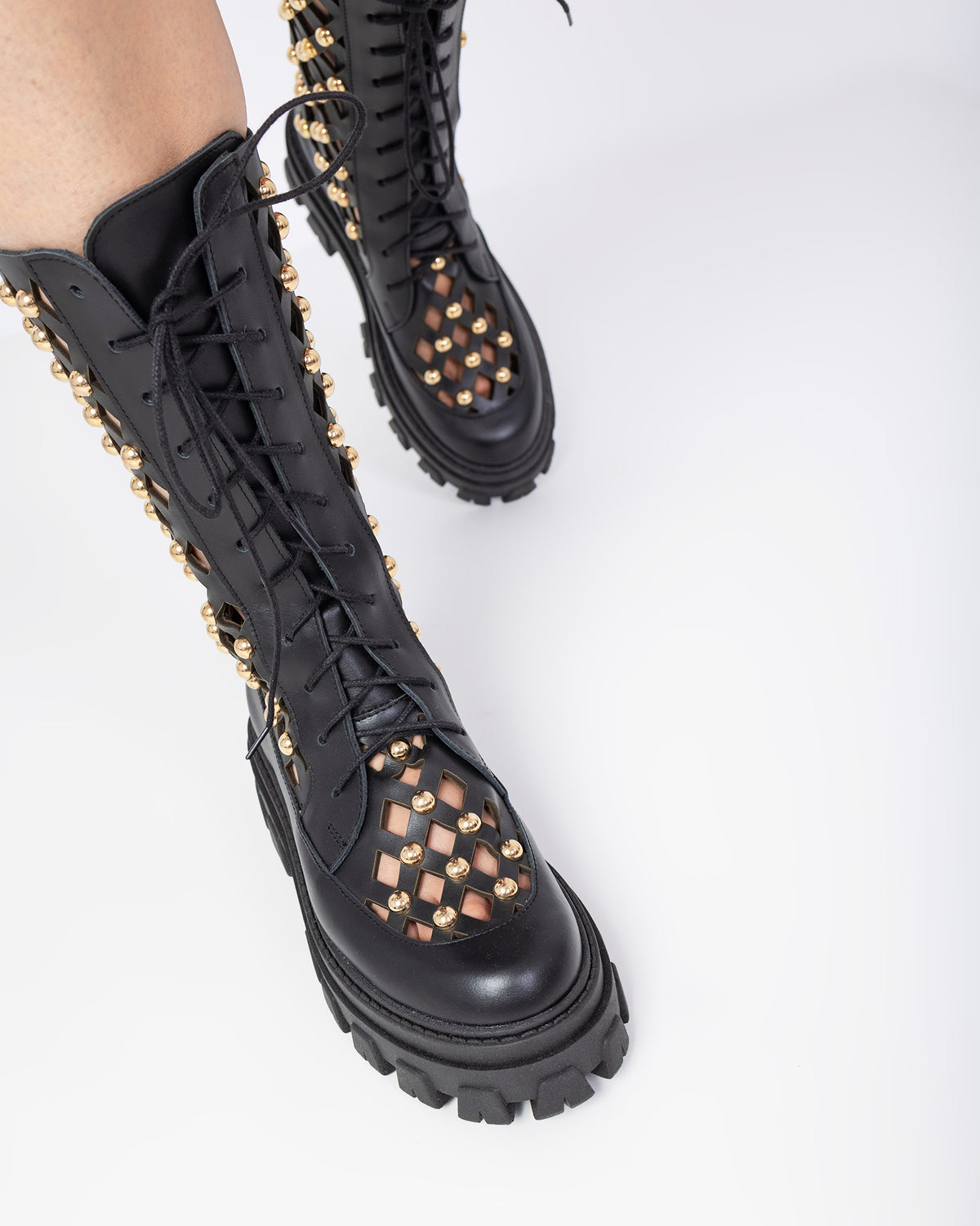 Bocanci din piele neagra Velia