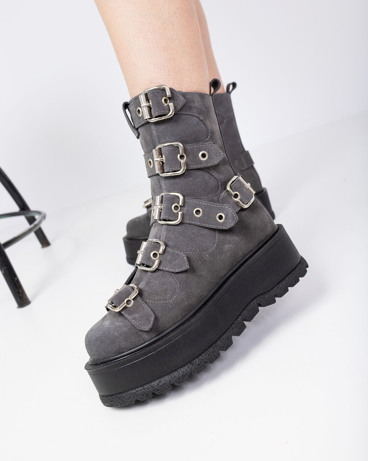 Bocanci gri piele intoarsa MANNIA WINTER EDITION