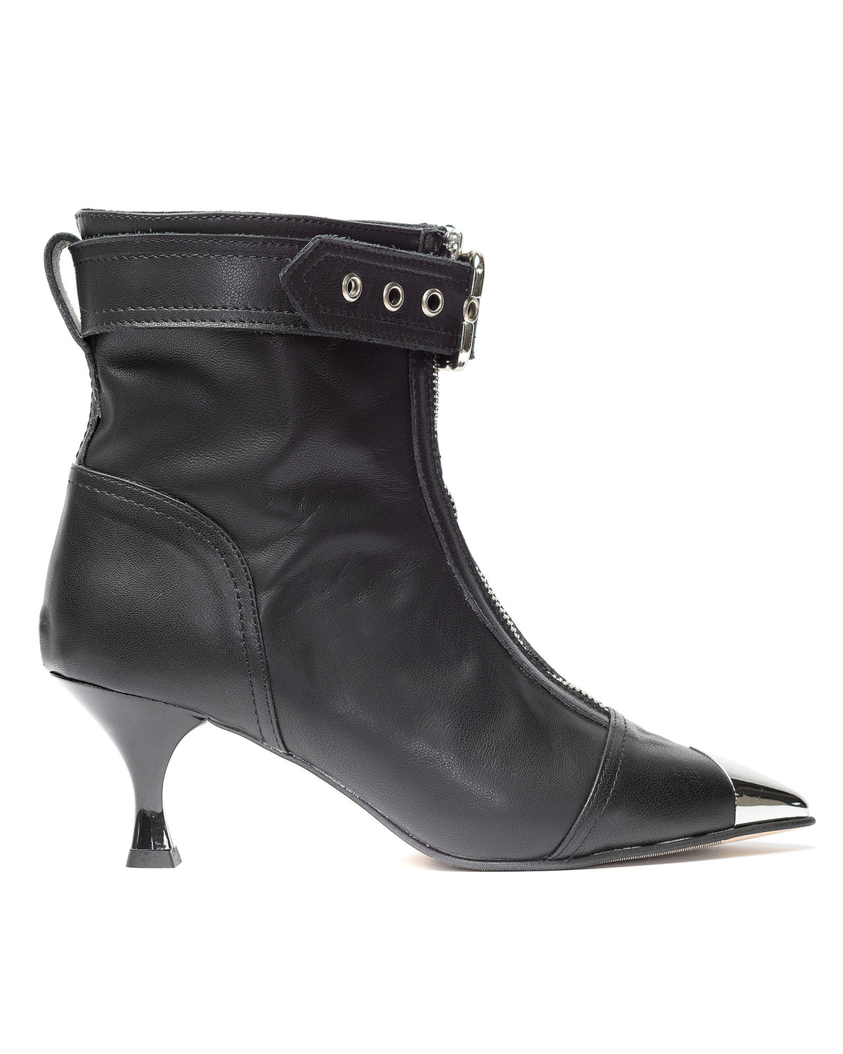 Ghete din piele neagra Buckle