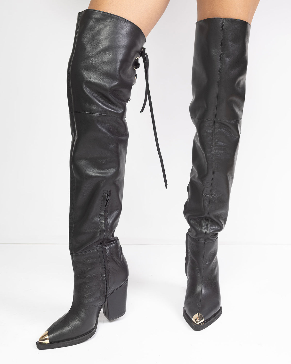 Cizme din piele neagra Lineea