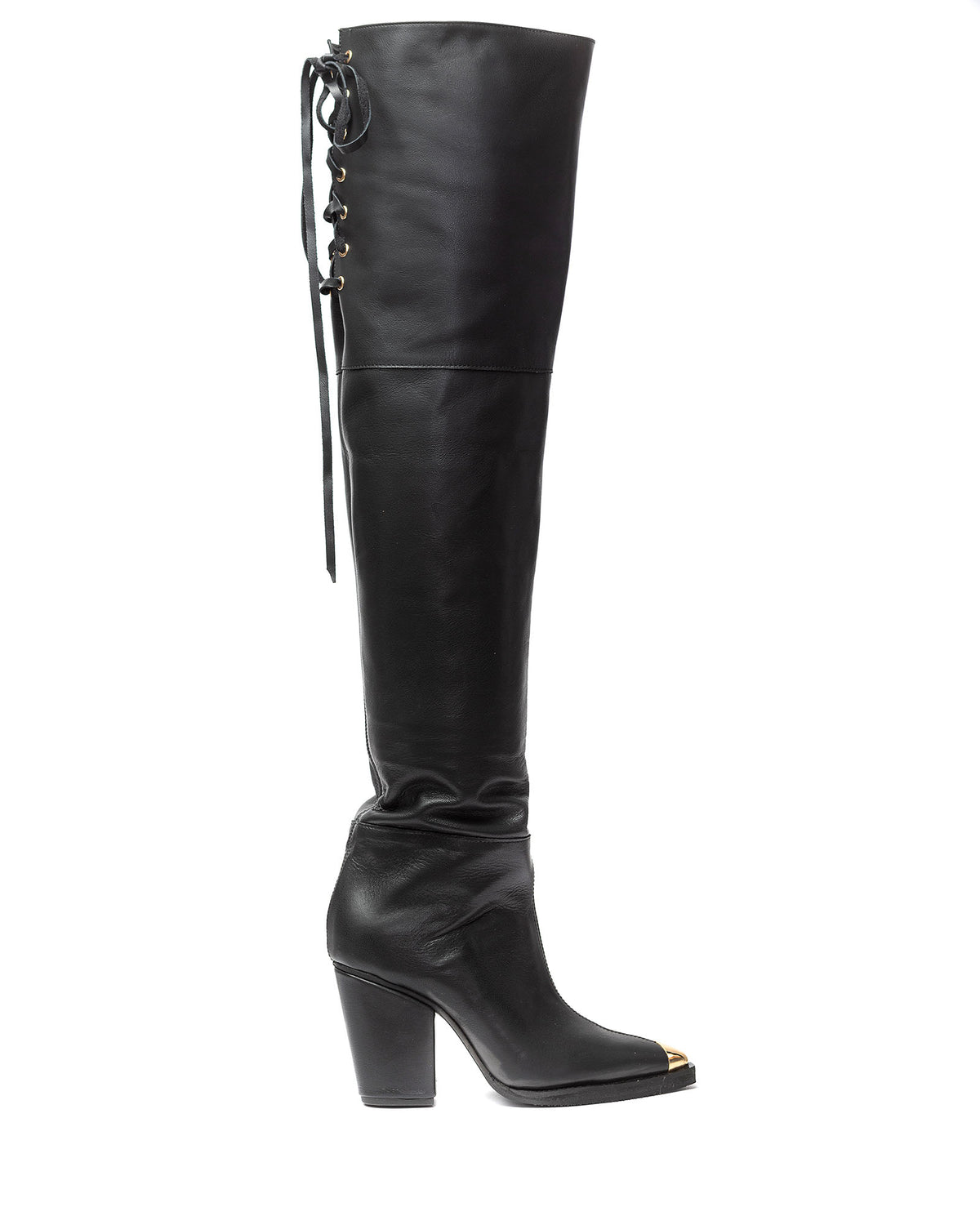 Cizme din piele neagra Lineea