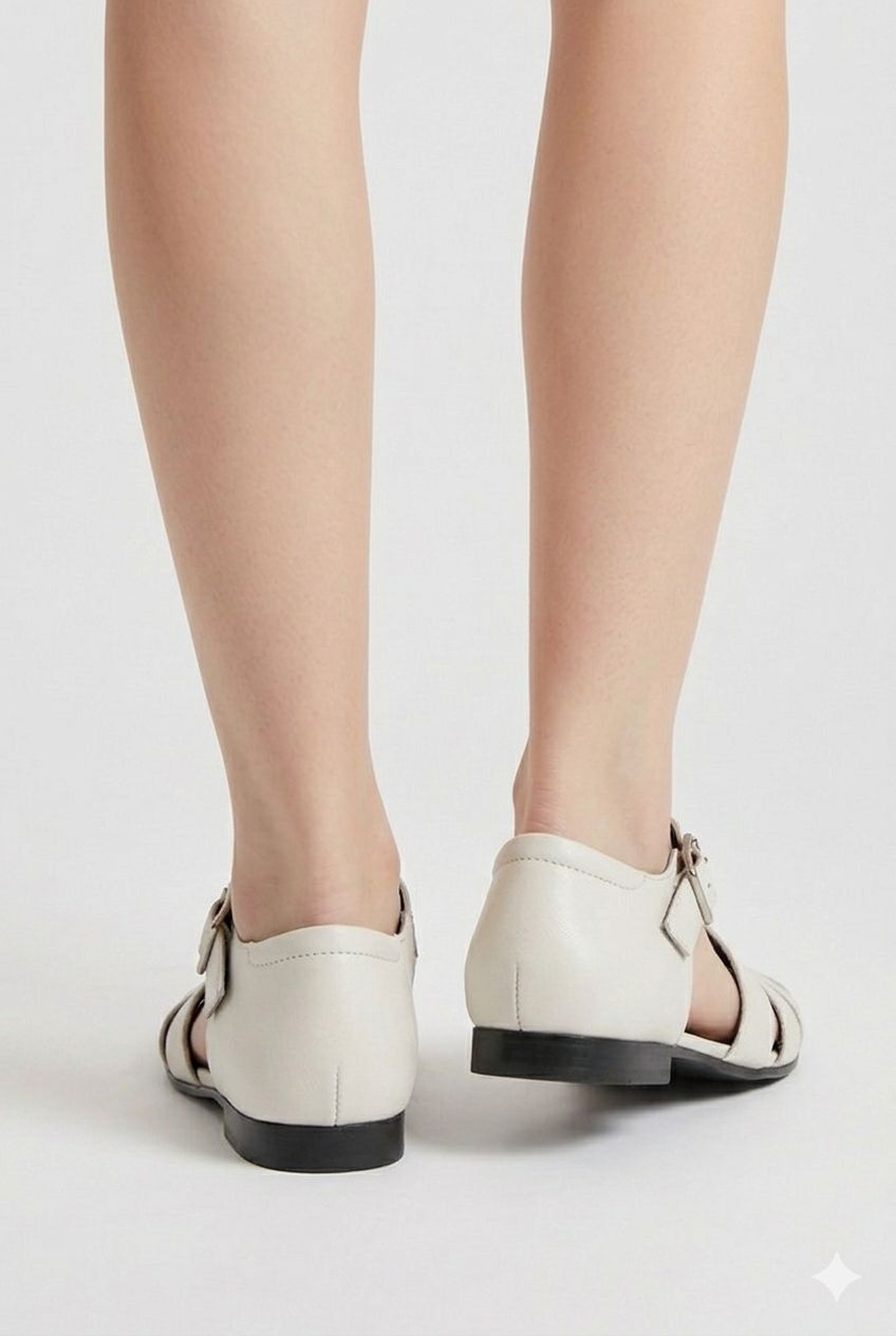 Sandale din piele alba Serene Gladiator