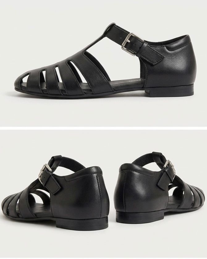 Sandale din piele neagra Serene Gladiator