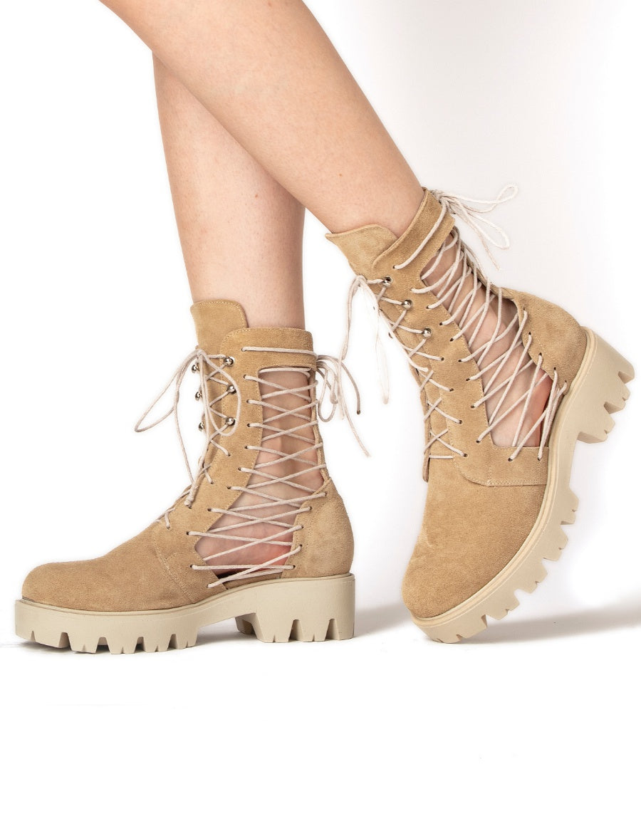 Bocanci bej LACE UP - MOJA