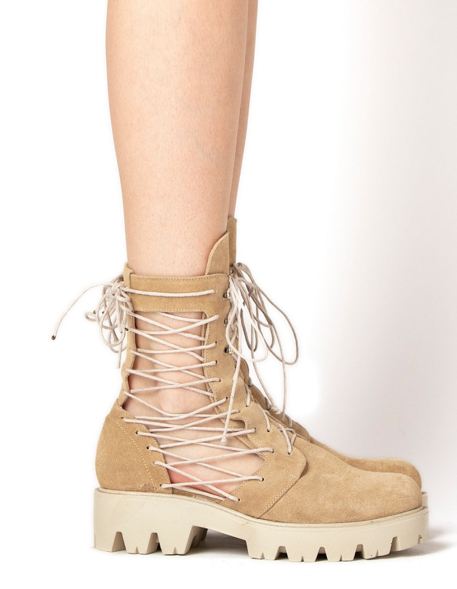 Bocanci bej LACE UP - MOJA