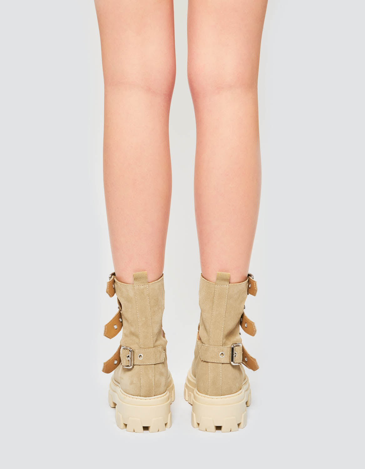 Bocanci din piele bej MANNIA SUMMER EDITION - MOJA