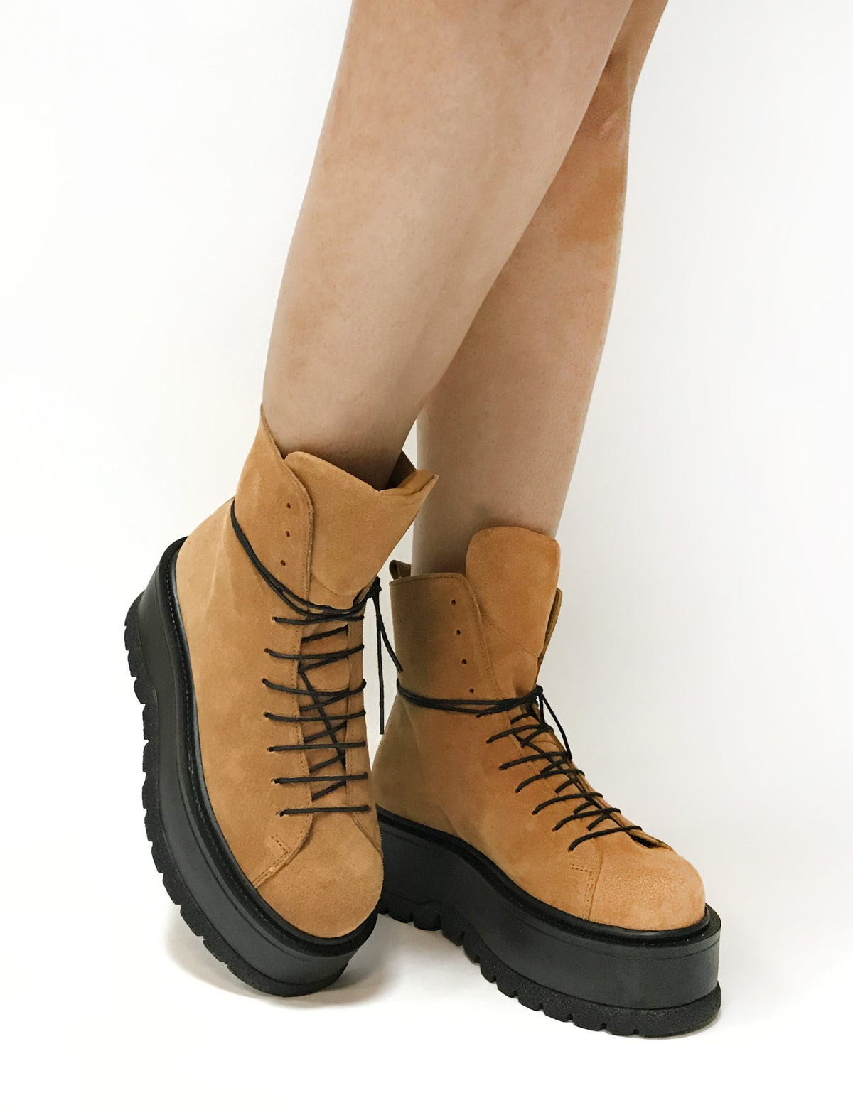 Bocanci din piele cognac CHUNKY - MOJA
