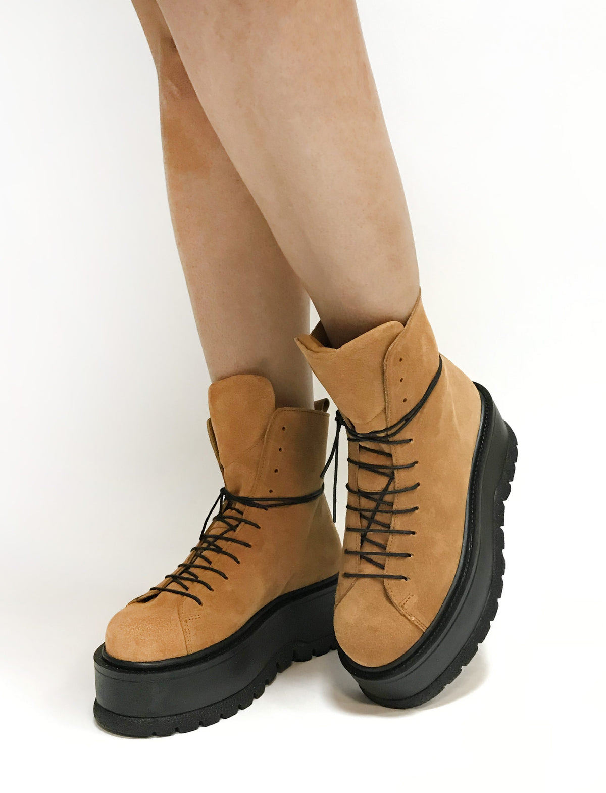 Bocanci din piele cognac CHUNKY - MOJA