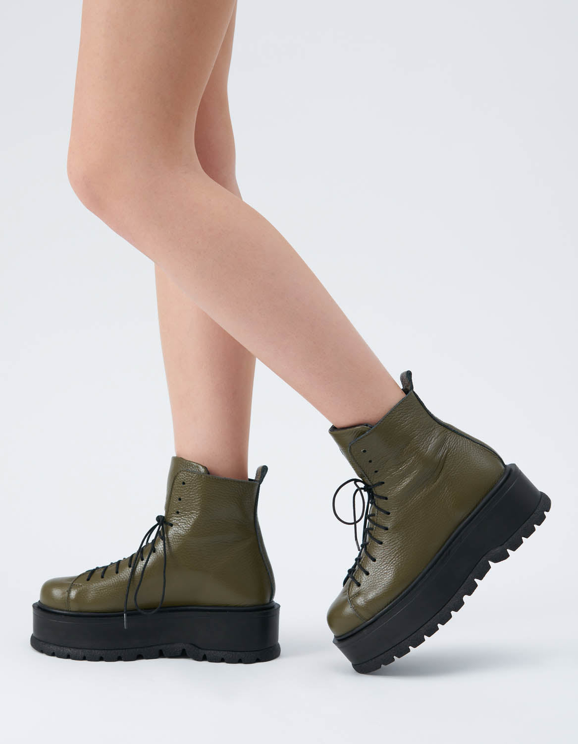 Bocanci din piele khaki CHUNKY - MOJA