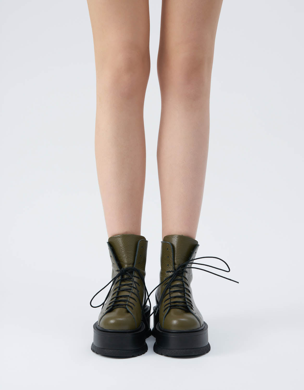 Bocanci din piele khaki CHUNKY - MOJA