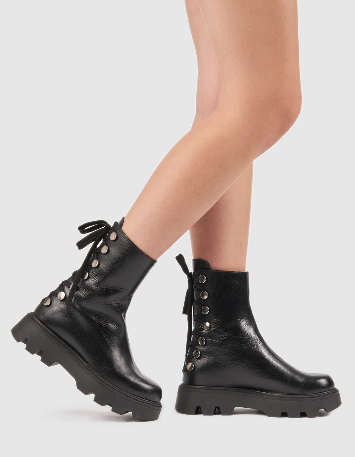 Bocanci din piele neagra B Dots - MOJA