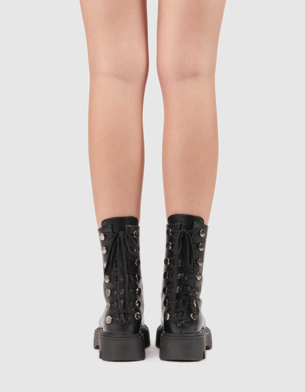 Bocanci din piele neagra B Dots - MOJA