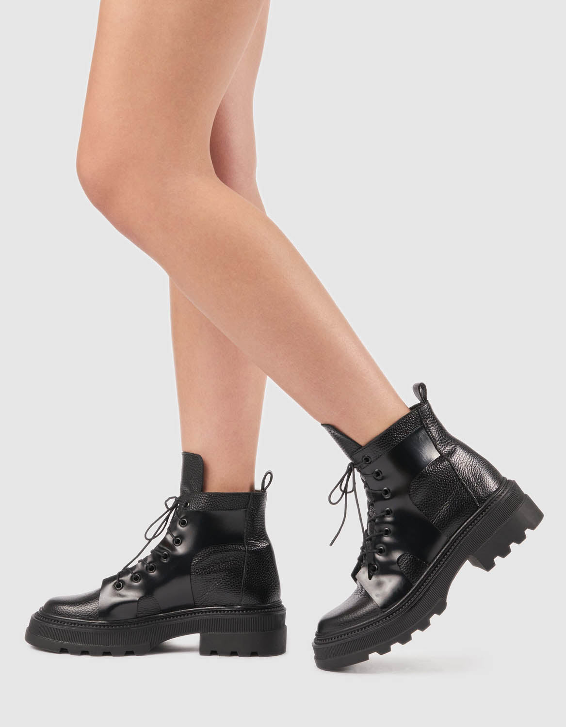 Bocanci din piele neagra Baby Rubber - MOJA