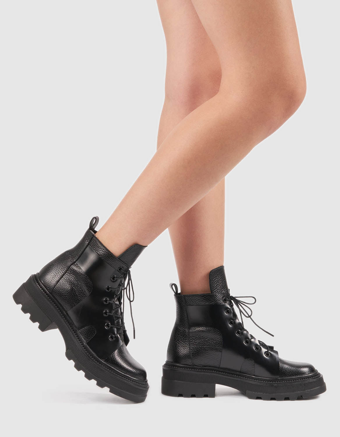 Bocanci din piele neagra Baby Rubber - MOJA