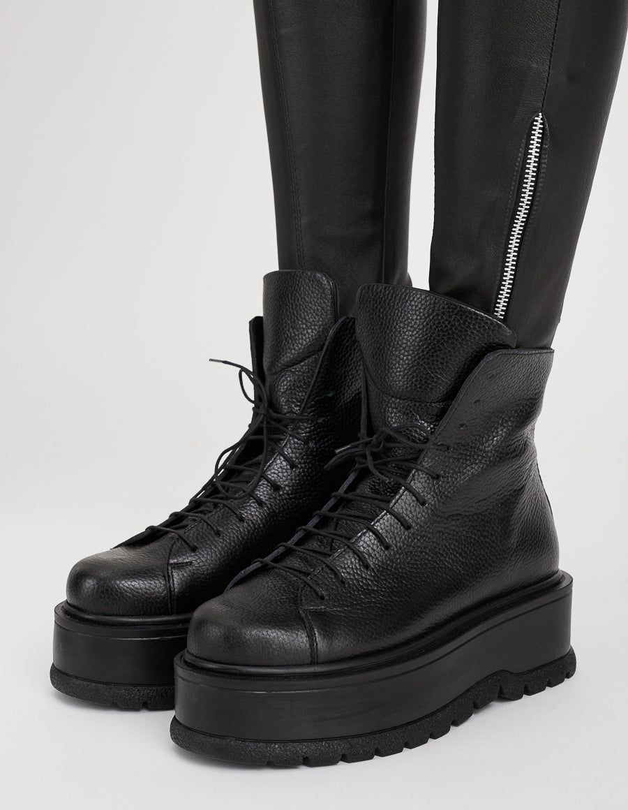Bocanci din piele neagra CHUNKY - MOJA