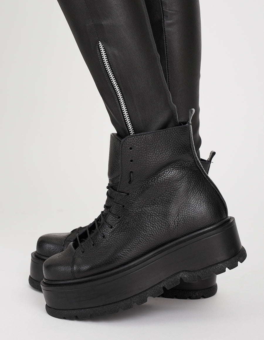Bocanci din piele neagra CHUNKY - MOJA