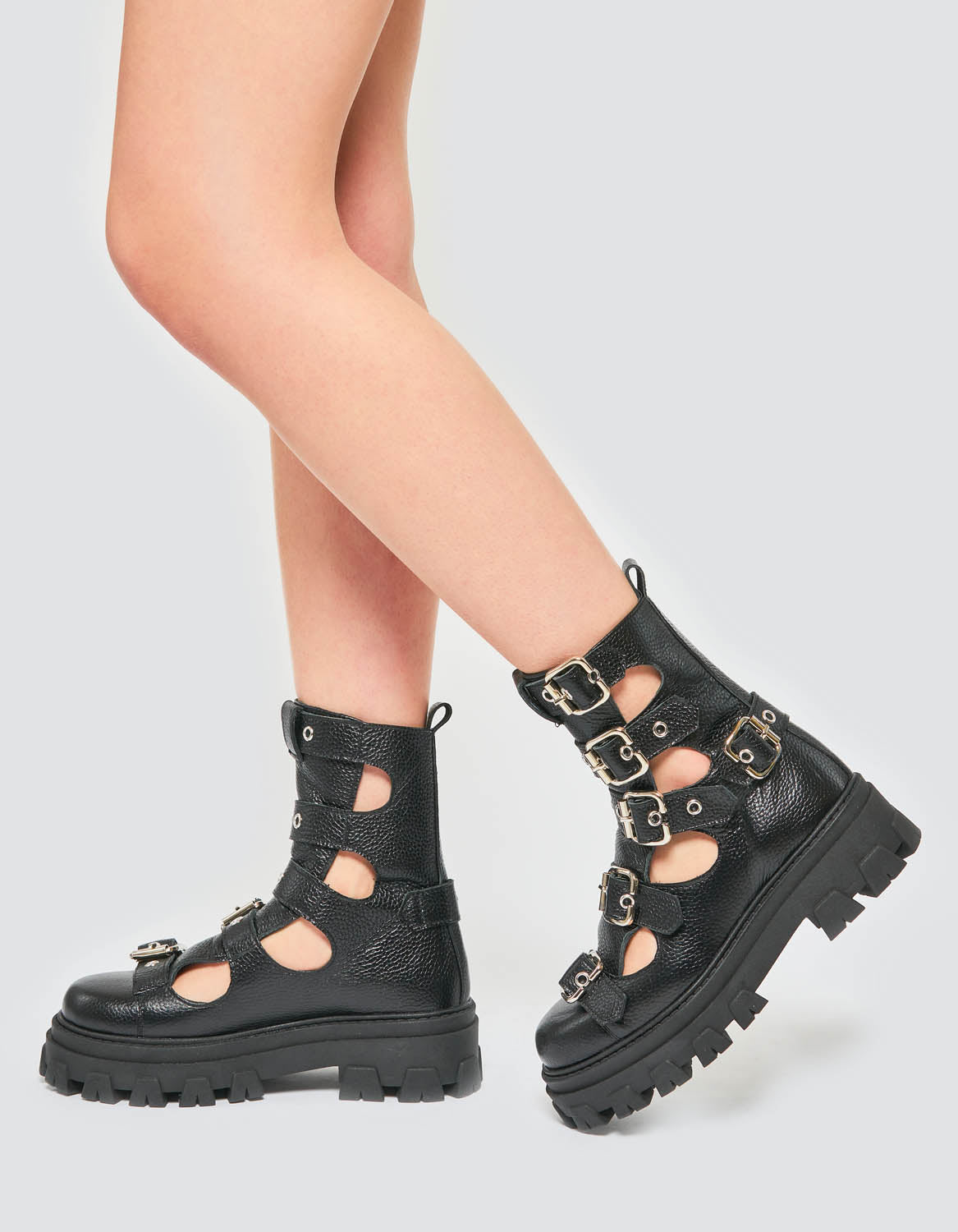 Bocanci din piele neagra MANNIA SUMMER EDITION - MOJA