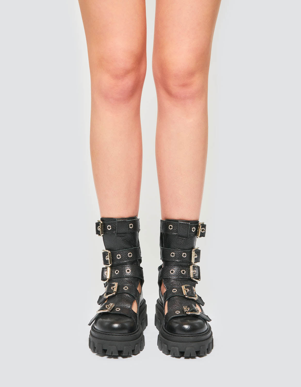 Bocanci din piele neagra MANNIA SUMMER EDITION - MOJA