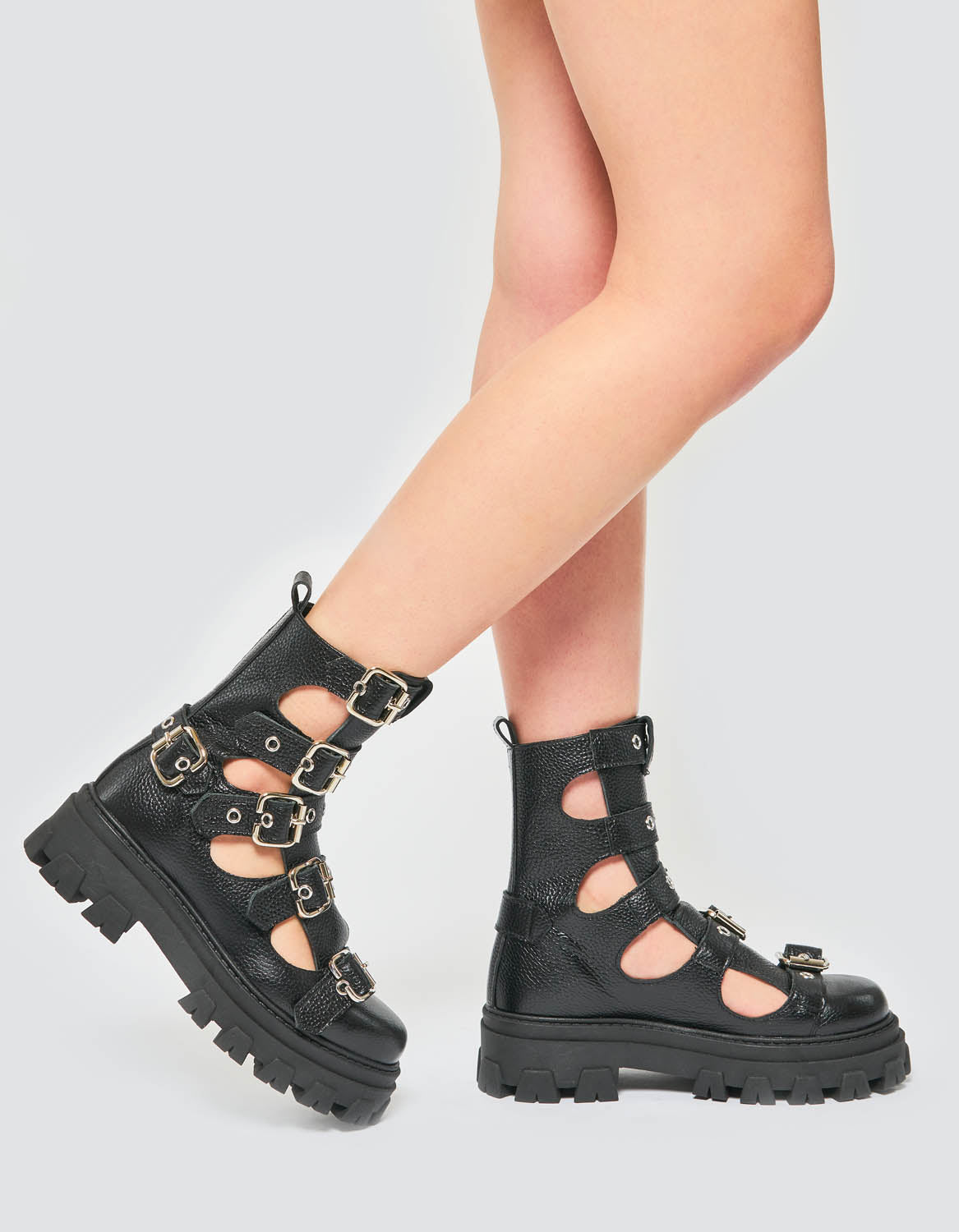Bocanci din piele neagra MANNIA SUMMER EDITION - MOJA