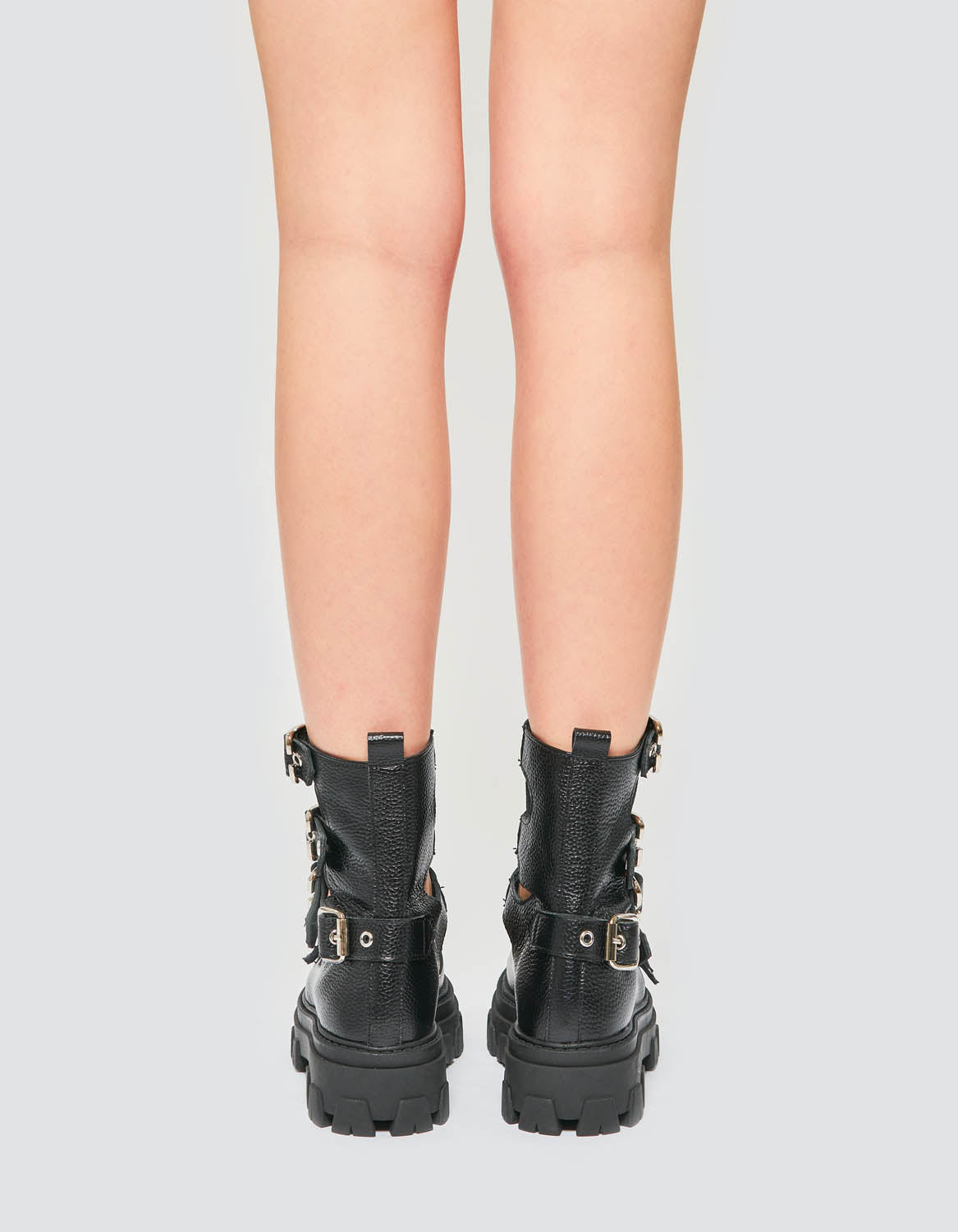 Bocanci din piele neagra MANNIA SUMMER EDITION - MOJA