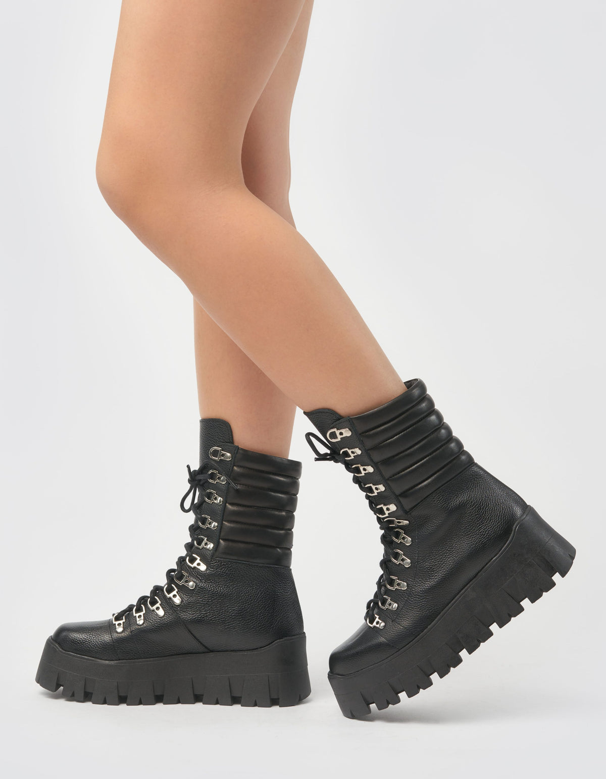 Bocanci din piele neagra Olivia - MOJA