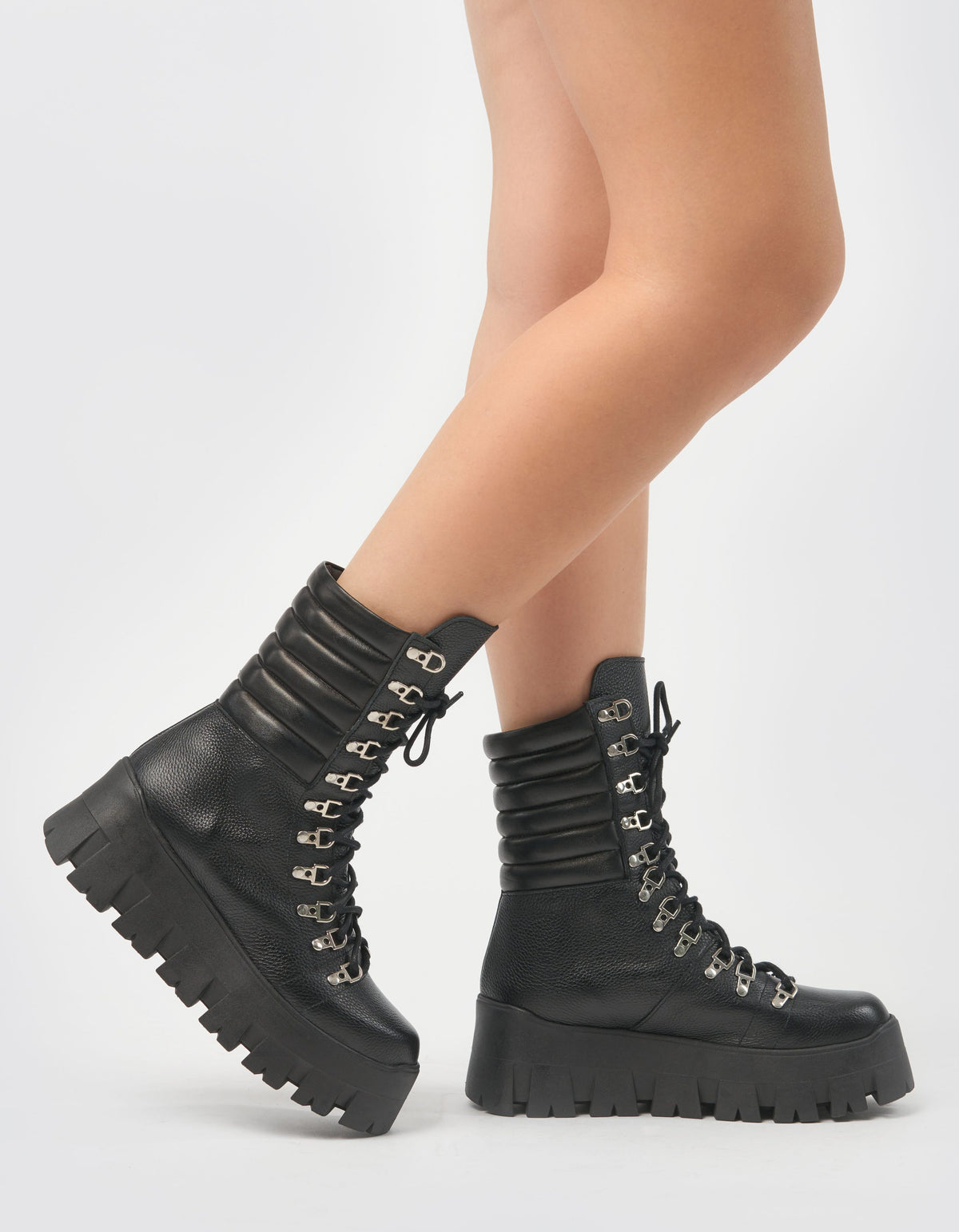 Bocanci din piele neagra Olivia - MOJA