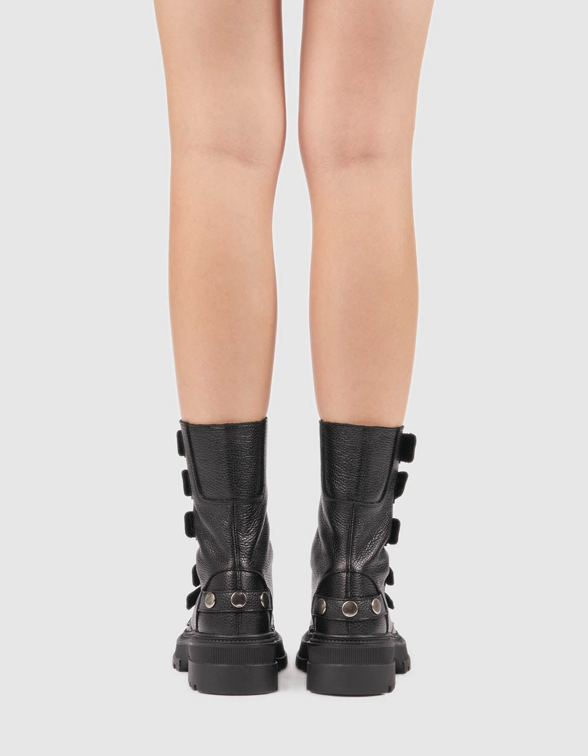 Bocanci din piele neagra Velcro - MOJA