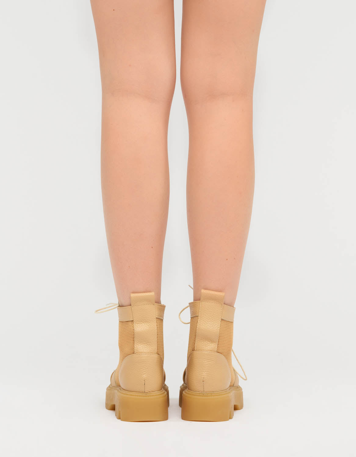 Bocanci din piele nude Baby Combat 2.0 - MOJA