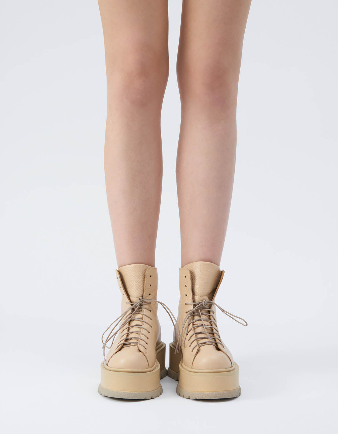 Bocanci din piele nude CHUNKY - MOJA