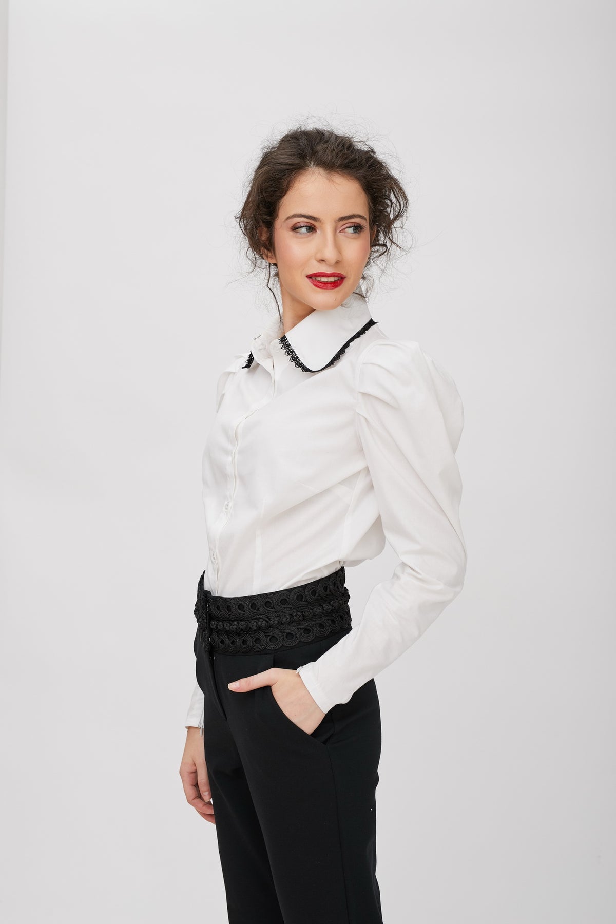 Camasa alba cu maneci bufante ETNO - MOJA