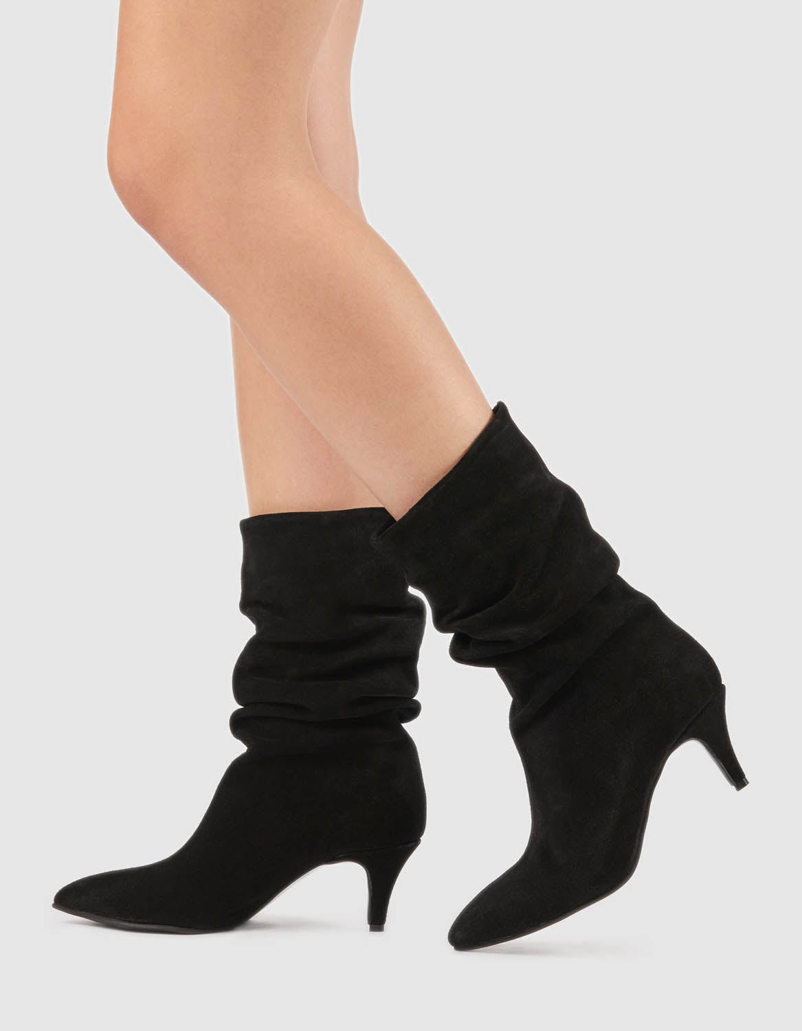 Cizme din piele intoarsa neagra July - MOJA