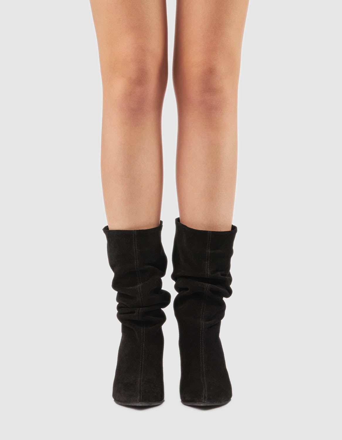 Cizme din piele intoarsa neagra July - MOJA