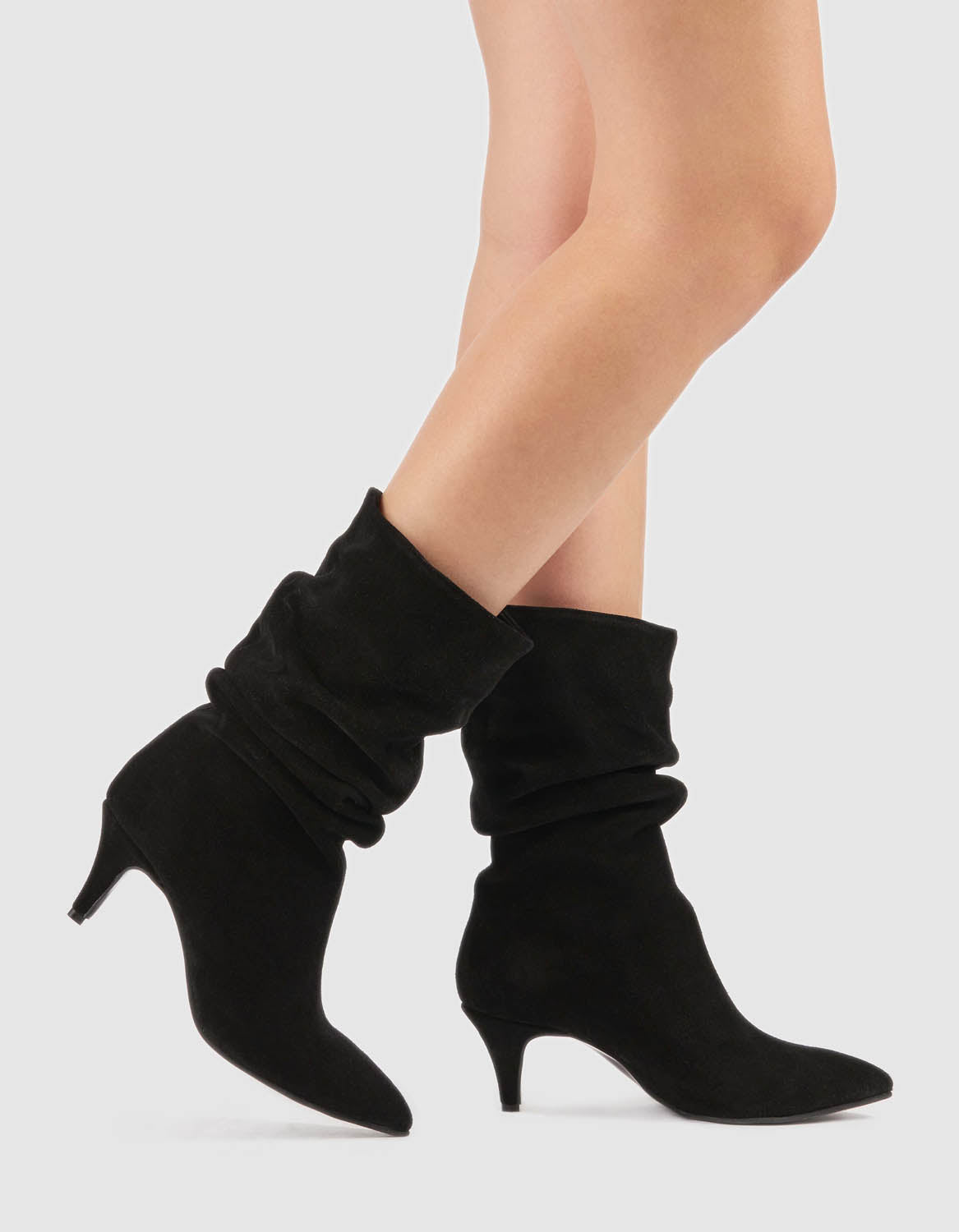 Cizme din piele intoarsa neagra July - MOJA
