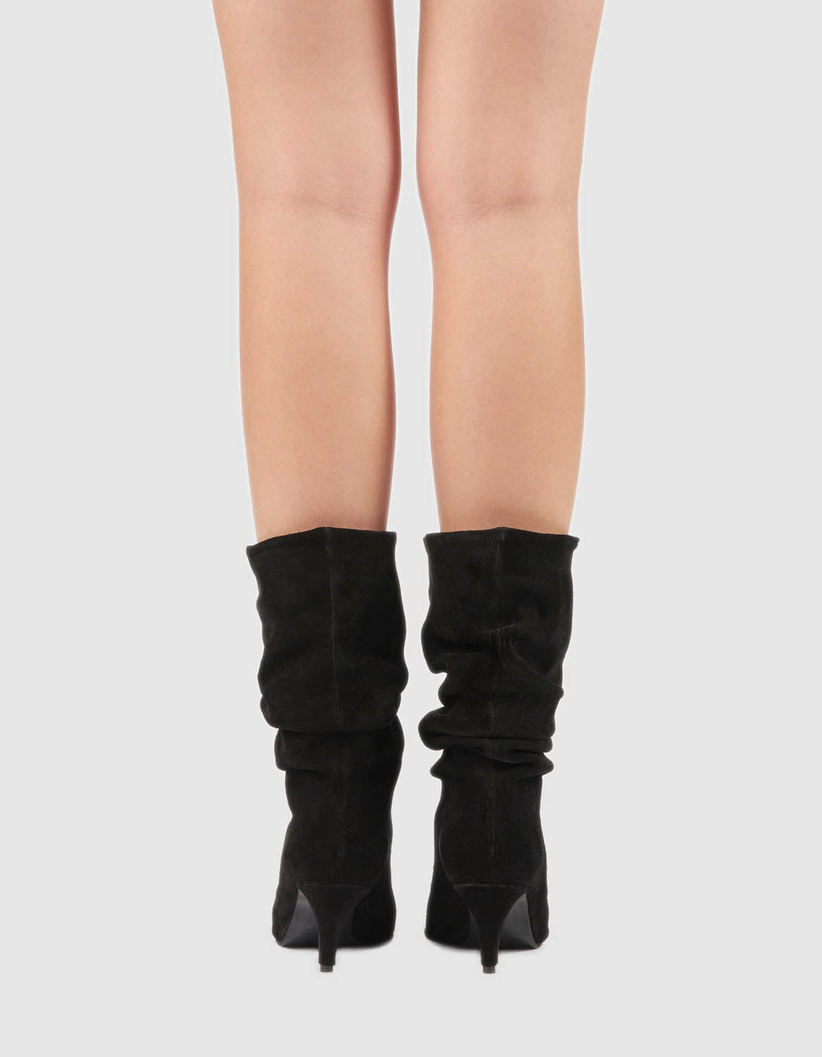 Cizme din piele intoarsa neagra July - MOJA