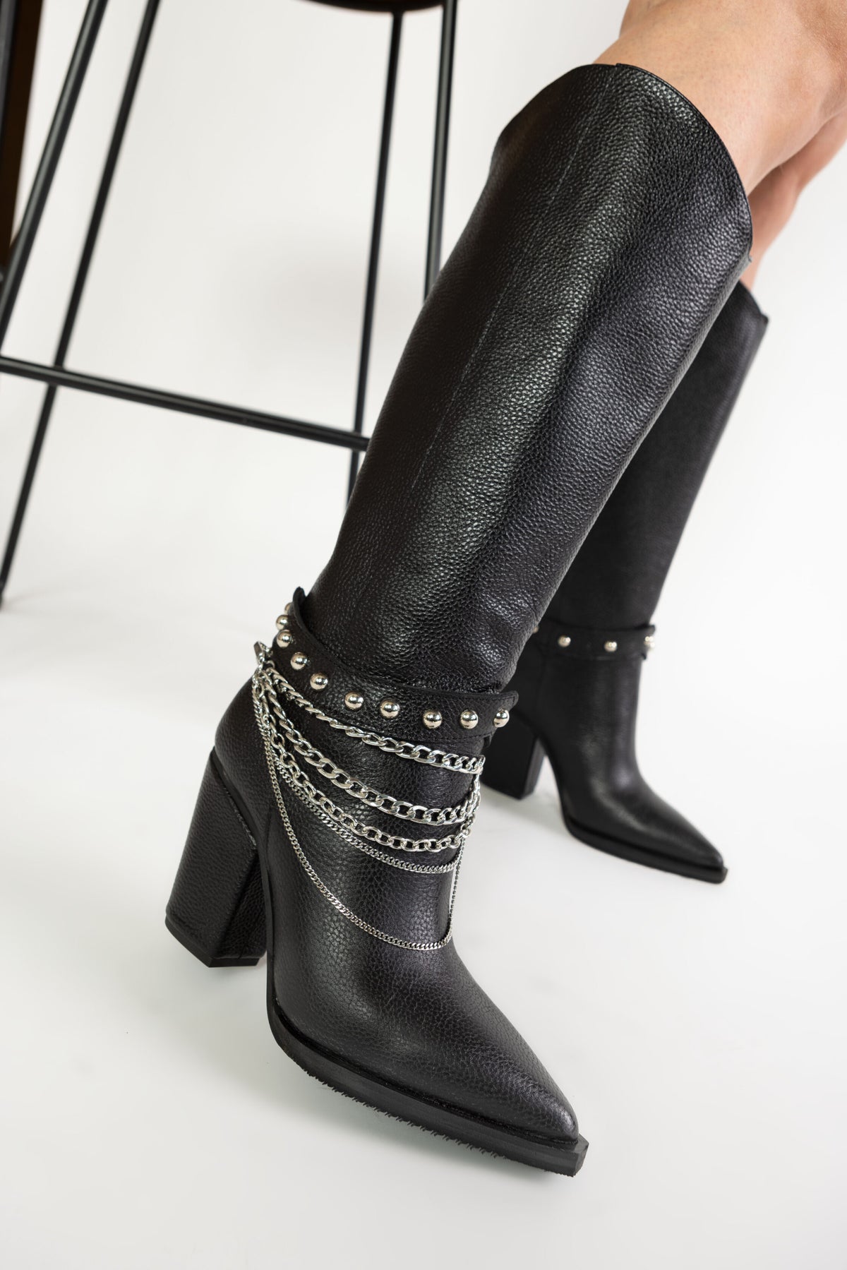 Cizme negre cu accesoriu Savannah