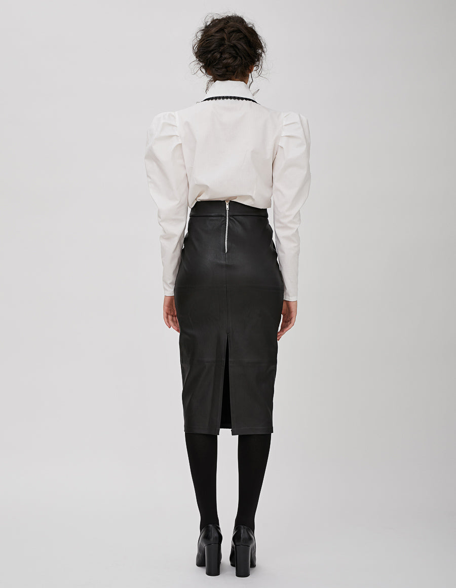 Fusta conica din piele stretch - MOJA