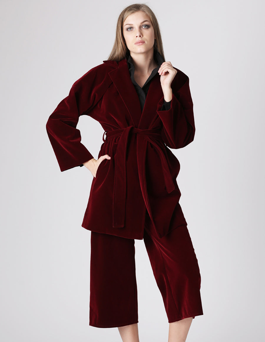 Jacheta tip kimono din catifea - MOJA
