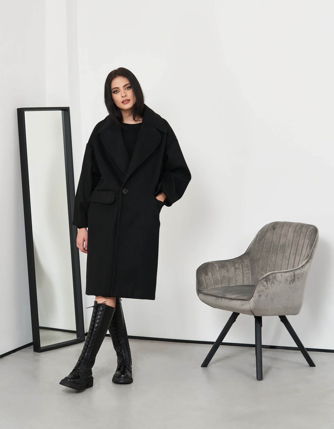 Palton oversized negru - MOJA